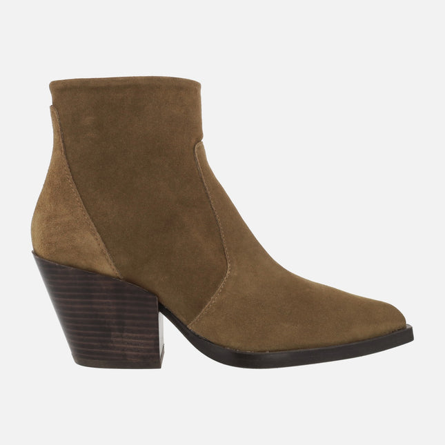 Cowboy woman booties in brown suede Alpe Vermont
