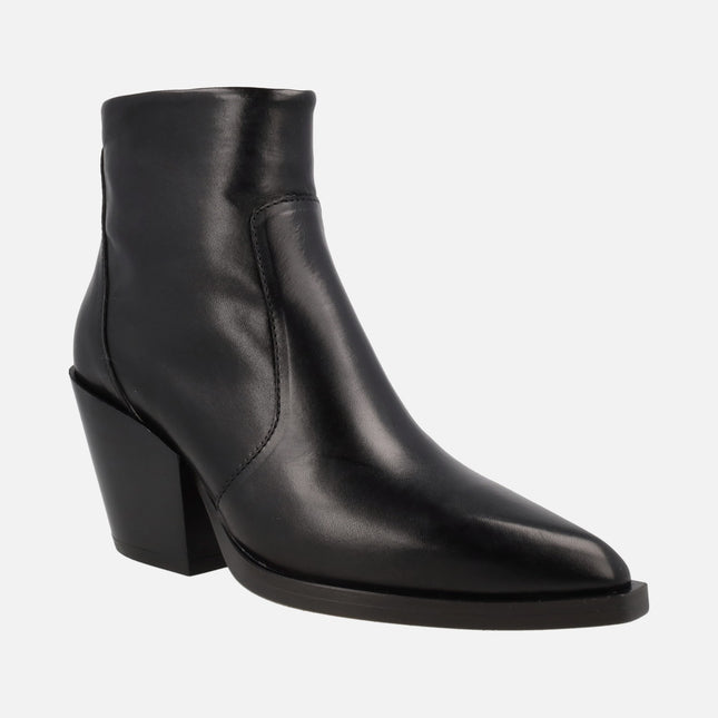 Cowboy black leather boots for women Alpe Vermont