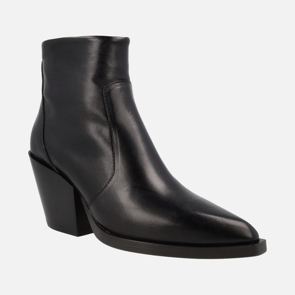 Cowboy boots in black leather for women Alpe Vermont