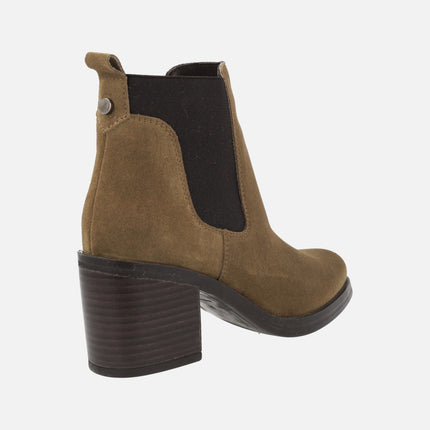 Alpe Leyna chelsea heeled ankle boots in brown suede