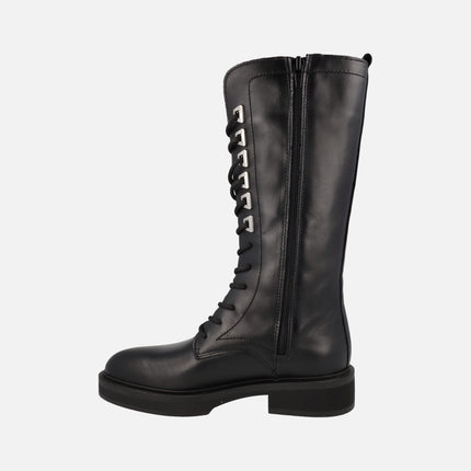 Alpe Katy black leather high laced up woman boots