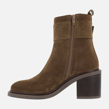 Alpe Evolet Ankle Boots in brown suede with metallic detail
