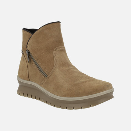 Suede boots with side zip and waterproof membrane