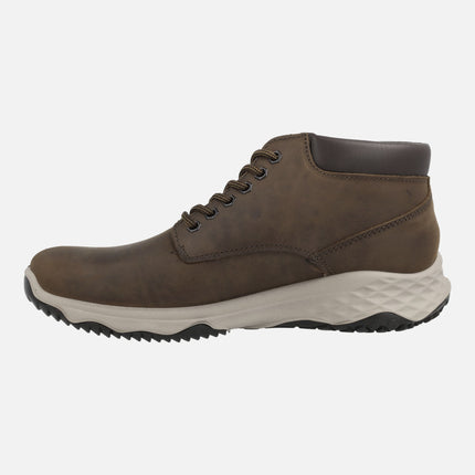 Men's Laced Booties in Brown Leather with Gore-Tex membrane