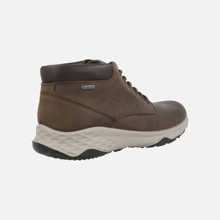 Men's Laced Booties in Brown Leather with Gore-Tex membrane