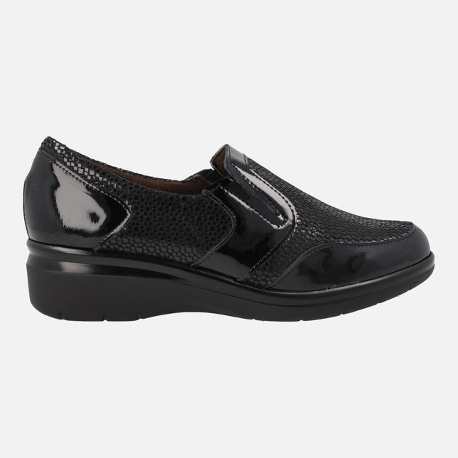 Comfort moccasins for women in combined Black