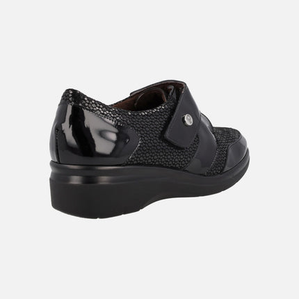 Comfort Shoes in Black combi with velcro closure