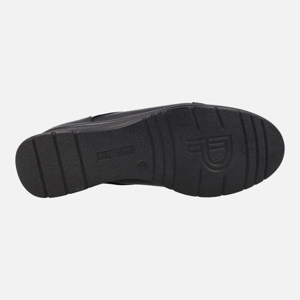 Comfort Shoes in Black combi With crossed elastics