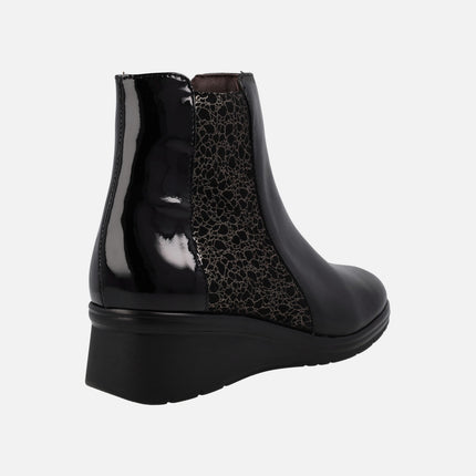 Multimaterial black comfort ankle boots