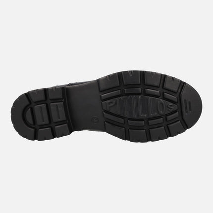 Zapatos de charol con cordones estilo oxford para mujer en combinado negro/gris