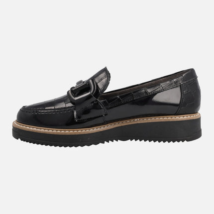 Black multimaterial moccasins with pasta ornament