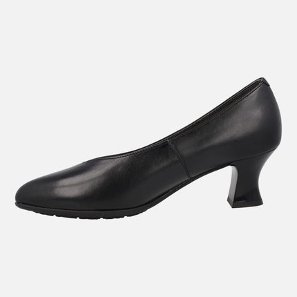 Black leather comfort pumps with 5 cms heels