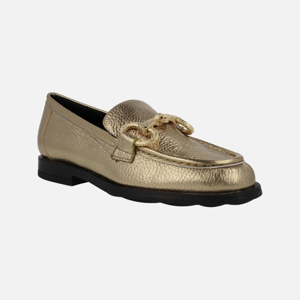 Dallas metallized leather women's moccasins
