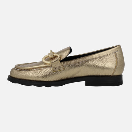 Dallas metallized leather women's moccasins