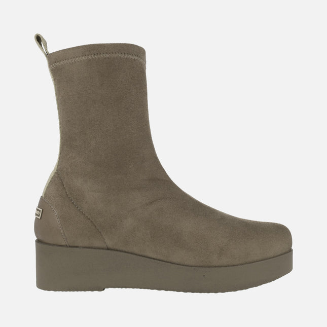 Burano woman sock boots taupe strech suede