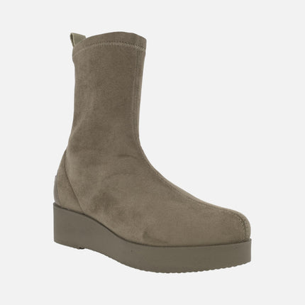 Burano woman sock boots taupe strech suede
