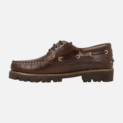 Men's boating shoes Richfield F0046 in brown leather