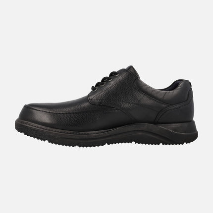 Denver laced shoes in black leather with FluchosTEX membrane