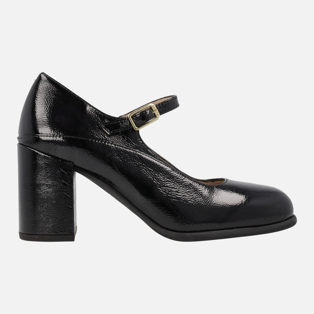 Mary Jane black patent leather heeled shoes Nayla