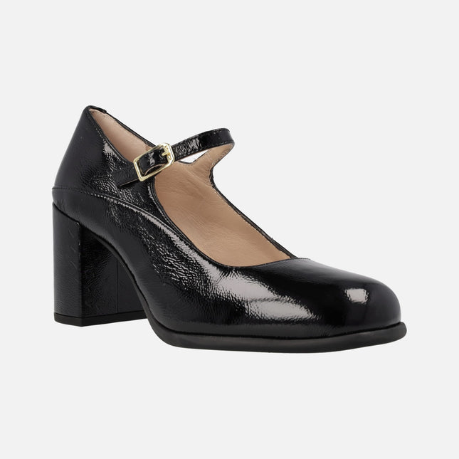 Mary Jane black patent leather heeled shoes Nayla