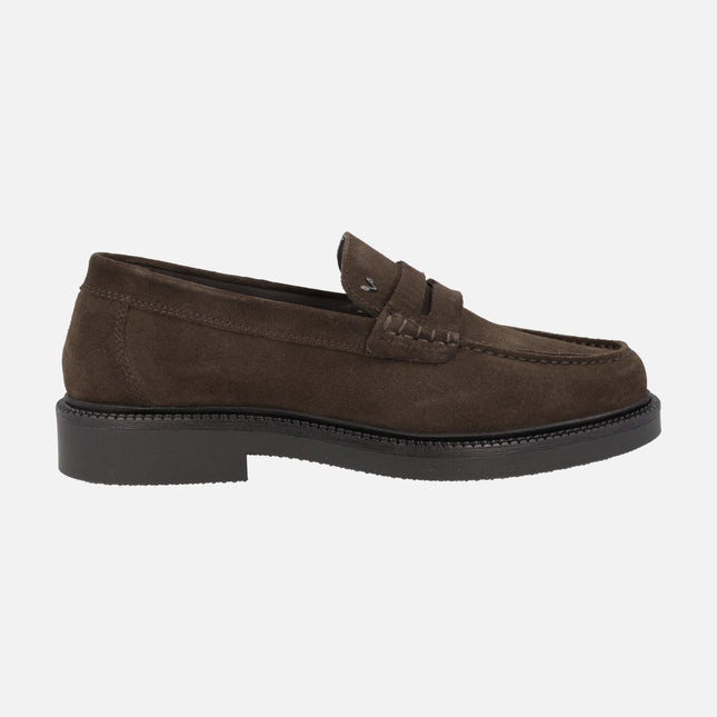 Brown suede moccasins with mask and thick outsole Royston