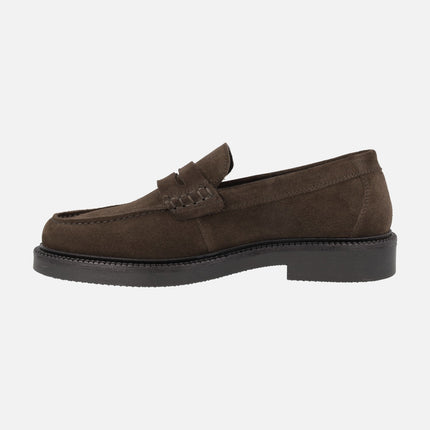 Brown suede moccasins with mask and thick outsole Royston