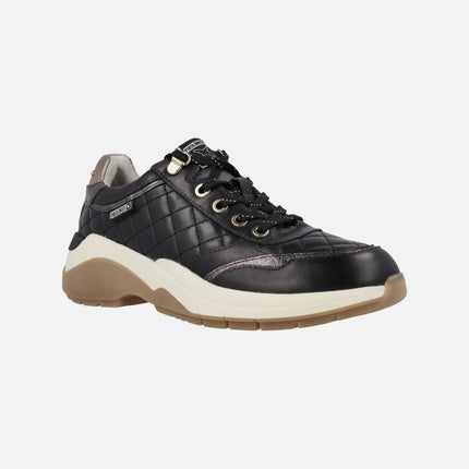 Nerja black leather sneakers for woman