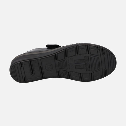 Zapatos confort con cierre de velcro en combinado negro