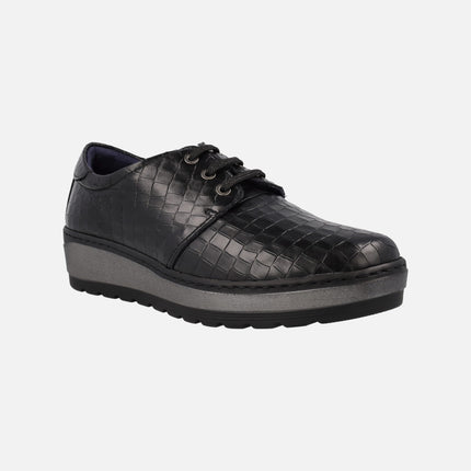Croco print comfort Leather shoes with laces