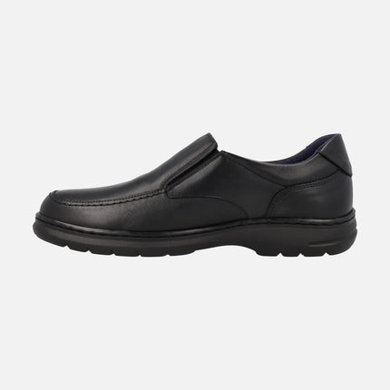 Men's Comfort moccasins in black leather with elastics