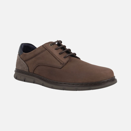 Casual laced shoes for men in multimaterial combination