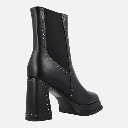 Noa Harmon black chelsea ankle boots with high heel and platform