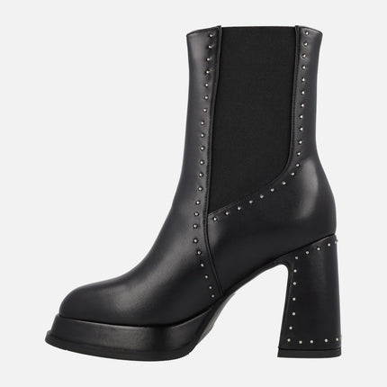 Noa Harmon black chelsea ankle boots with high heel and platform