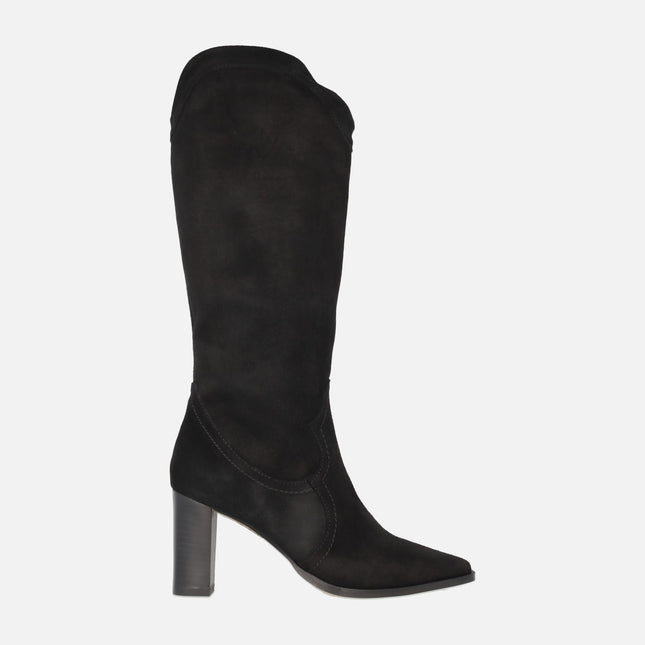 Black suede High boots With high heel Annika