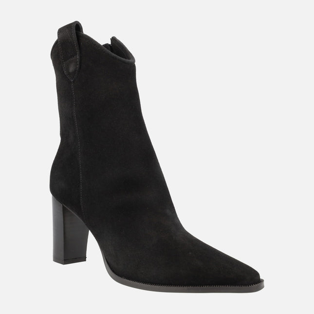Helga Women's Ankle Boots in Black suede With high heels