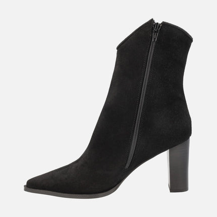 Helga Women's Ankle Boots in Black suede With high heels