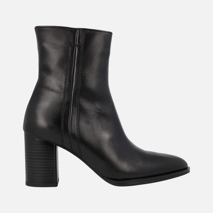 Women's black Leather Ankle Boots with 8 cms heels Harika