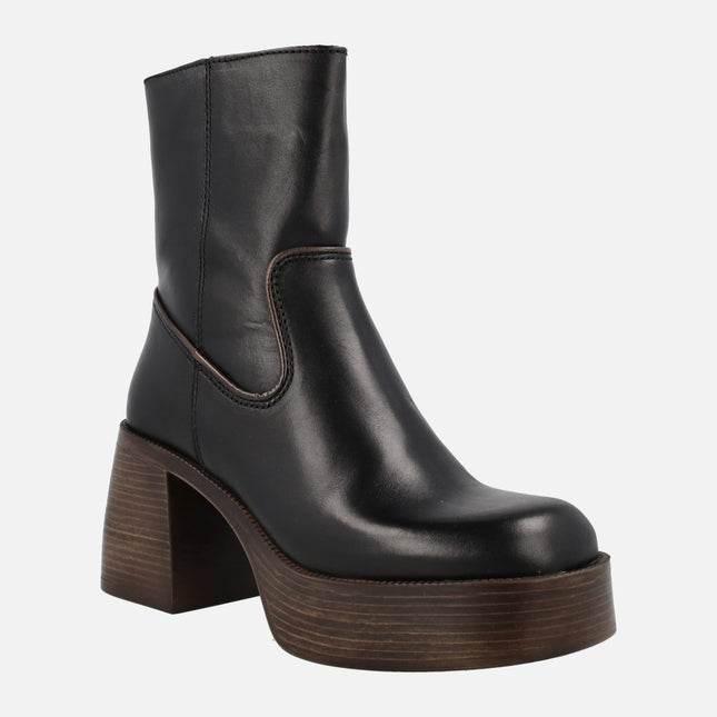 Nair leather boots with heel and platform
