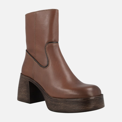 Nair leather boots with heel and platform