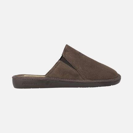Men's brown suede house slippers