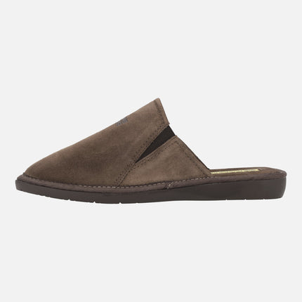 Men's brown suede house slippers
