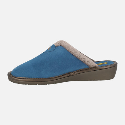 Women's Top Line house slippers in blue suede