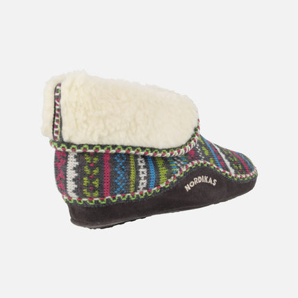 Zapatillas de casa abotinadas para mujer en lana multicolor