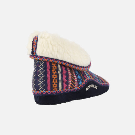 Multicolored wool women's house slippers boots