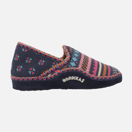 Zapatillas de casa cerradas para mujer en lana multicolor