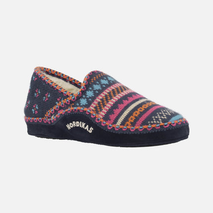 Zapatillas de casa cerradas para mujer en lana multicolor