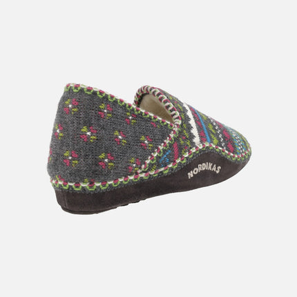 Classic multicolored wool women's house slippers