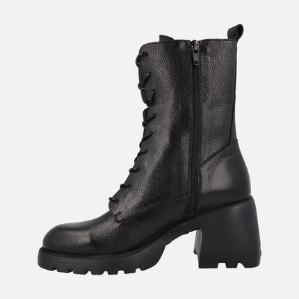Wonders Gigi Black leather laced boots WondersFly sole