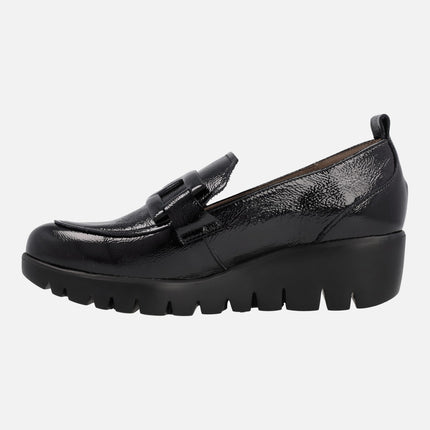 Wonders Fly Rings Moccasins Shoes in black patent leather