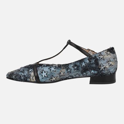 Buckled flats with stars detail for woman